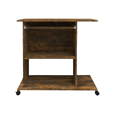 Vidaxl Escritorio De Madera Contrachapada Roble Ahumado 80X50x75cm 22,7Kg