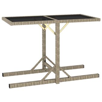 Mesa de jardín vidaXL de vidrio y ratán sintético beige 110x53x72cm 11,5Kg - 1
