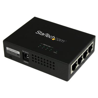 Startech.com Inyector De Alimentación Poe Power Over Ethernet Midspan 4 Puertos Gigabit Rj45 De Pared - 802.3 At Af - Imagen 1