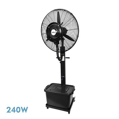 Ventilador De Pie Fabrilamp Nebulizador Diluvio Rotatorio Con Ruedas 240w Motor Ac 3 Velocidades