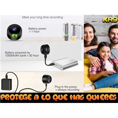 Mini Cámara Inalambrica Wifi Espía Full HD 1080P 360°,Arzopa A9 Negro -  Cámara de seguridad / Alarma - Los mejores precios