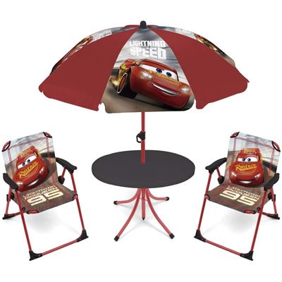 Arditex Wd12638 Set de mesa 50x50x48cm 2 sillas 38x32x53cm y sombrilla 110cm disneypixarcars pixar 4