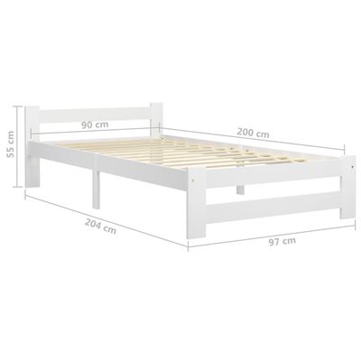 Estructura de cama vidaXL de madera maciza de pino blanca 90x200cm 13,15Kg, Camas  plegables, Los mejores precios