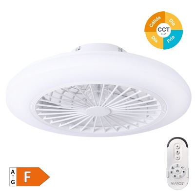 Ventilador De Techo Niaros Talsano Con Luz Led Regulable Y Mando A Distancia 40w 3cct 6500lm Blanco