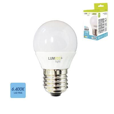 Bombilla Esférica Led 5w 400 Lumens E27 6.400k Luz Fria Lumeco