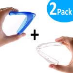 WoowCase - PACK 2 | Funda Gel Flexible para [ iPhone 6 Plus 6S Plus ] [ Azul + Transparente Mate ] Carcasa Case Silicona TPU Suave