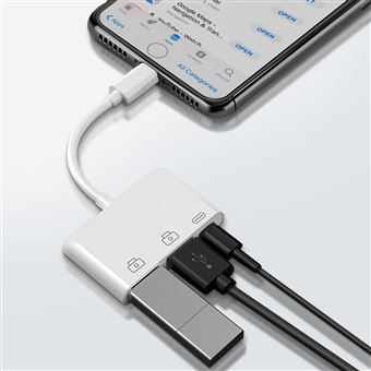Adaptador iPhone y iPad Lightning a Doble USB y Lightning para Carga Blanco  - Cables y adaptadores para teléfonos móviles - Los mejores precios