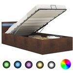 Cama canapé hidráulica con LED vidaXL tela marrón 90x200 cm