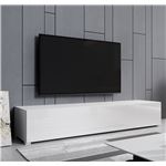 Mueble TV bajo con patas 2 cm Mueble de televisión para Salón 1 puerta 3 compartimentos Modelo Aitana M2 Blanco 180x30x40cm