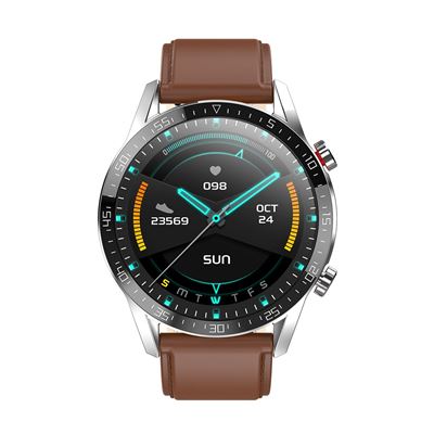 Smartwatch IJ-Men Watch ATOM-Plata (Cuero marrón)