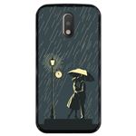 Funda Hapdey para Motorola Moto G4 Plus, Diseño Romántico - Pareja enamorada en la lluvia, Silicona flexible, TPU