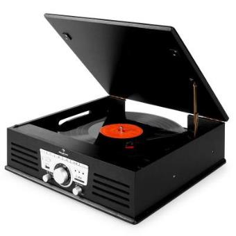 Tocadiscos Auna TT-92B USB SD AUX FM color negro