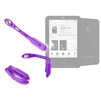 Luz LED De Lectura De Color Morado Para E-Book BQ Cervantes - Dispone De Clip De Enganche Para Adaptarlo A Su Dispositivo Por DURAGADGET