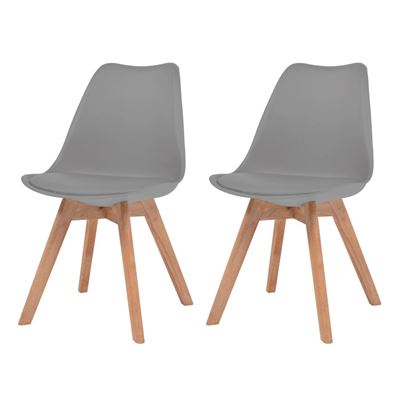 Vidaxl Gris Sillas De Comedor 2 Unidades Cuero Sintético
