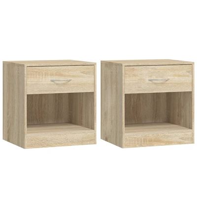 Vidaxl Mesitas De Noche Con Un Cajón Y Estante Color Roble 2 Unidades