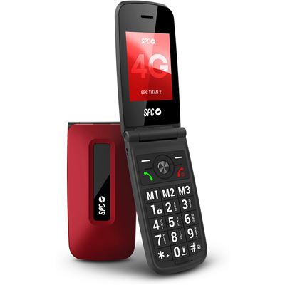 Teléfono Móvil Para Mayores Spc Titan 2, 4g, Teclas Xl, Timbre Alto, Configuración Remota - Rojo
