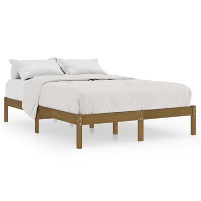 Estructura de cama madera maciza de pino marrón miel 160x200 cm