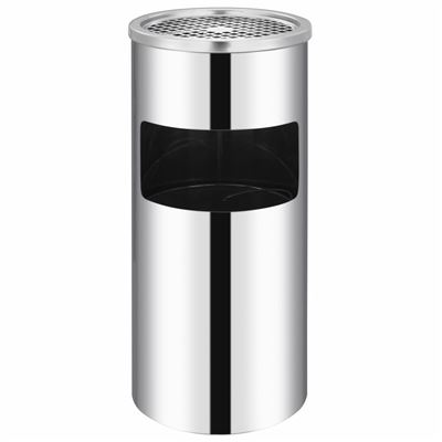 Papelera Con Cenicero De Pared Vidaxl Acero Inxodable 26 L