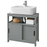 Mueble para Debajo del Lavabo Armario de Baño de Suelo SoBuy FRG128-SG 1 Estante y 2 Puertas Correderas 60 * 30 * 61 cm