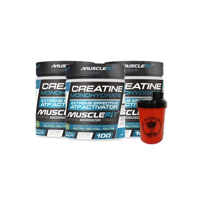 Pack 3 Creatina Monohidrato Micronizada + Shaker (regalo) - Musclefit Pack Súper Ahorro Musclecult