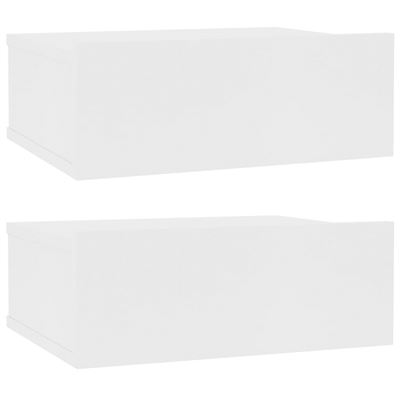 Vidaxl Blanco Mesitas De Noche Flotante 2 Uds Aglomerado 40X30x15cm