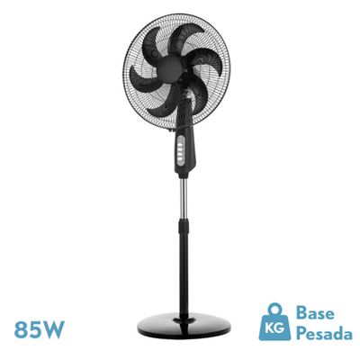 Ventilador De Pie Fabrilamp Negro 3 Velocidades 85w 6 Aspas Orientable Regulable 50x43cm Granizo