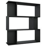 Estantería Vidaxl Contrachapado 800082 estanteríaseparador de ambientes aglomerado negro 80x24x96 cm librería baja divisor espacios 3 niveles 6 cubos