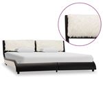 Estructura de cama cuero sintético vidaXL negra y blanca 150x200cm