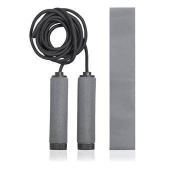 Set de fitness Zhiax, con goma elástica y comba. Incluye funda de transporte. DAM Gris - 1