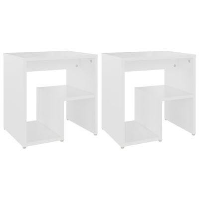 Vidaxl Blanco Mesitas De Noche 2 Uds Aglomerado 40X30x40cm