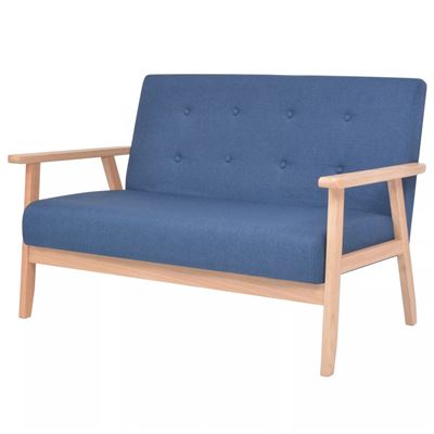 Vidaxl Azul Sofá De 2 Plazas Tela