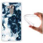 Funda Huawei Mate 8 Silicona Gel Flexible WoowCase Mármol Blanco y Azul - Transparente