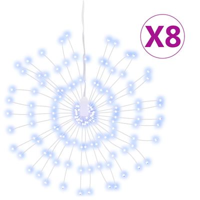 Vidaxl Blanco Luces De Navidad De Estrellas 8 Uds 140 Led Frío 17Cm