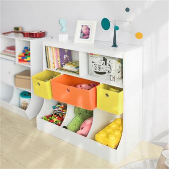 Organizador de almacenamiento de juguetes, estantería para niños de 2  niveles, estanterías para niños de 5 cubos, armarios y estantes, estantería  de