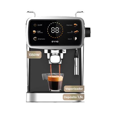 EVVO Cafetera Express Intensa 30, panel táctil a color, 20 bares de presion, Espressos y Capuccinos, 1350W, Depósito de 1,5 l