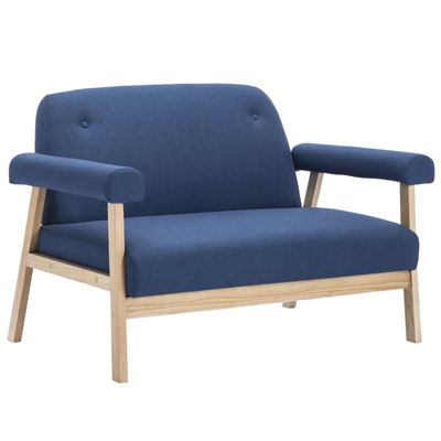 Vidaxl Azul Sofá De 2 Plazas Tela