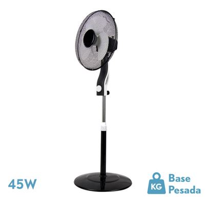 Ventilador De Pie Fabrilamp Negro Blanco 3 Velocidades 45w 3 Aspas Orientable Fijo Y Rotatorio Regulable 41x41cm Mágico