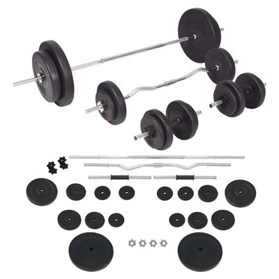 Juego De Pesas 90 Kg Barra Y Mancuernas, Vidaxl