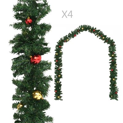 Guirnaldas de Navidad vidaXL con bolas 4 unidades PVC 270 cm