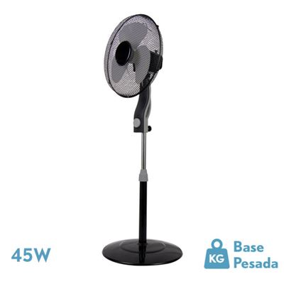 Ventilador De Pie Fabrilamp Negro Gris 3 Velocidades 45w 3 Aspas Orientable Fijo Y Rotatorio Regulable 41x41cm Mágico