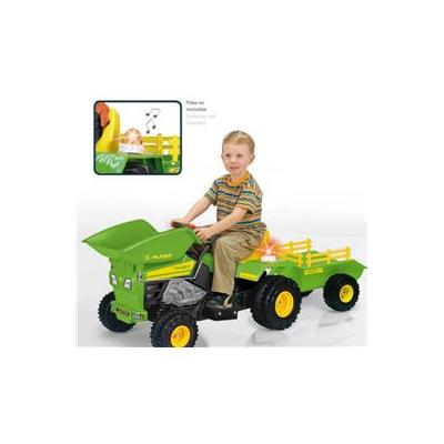 Injusa Tractor Dump coche 12v azul track de con volquete y remolque luces sonidos recomendado para niños +3 6