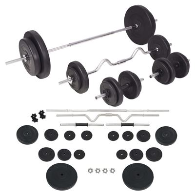 Juego De Pesas 90 Kg Barras Y Mancuernas, Vidaxl