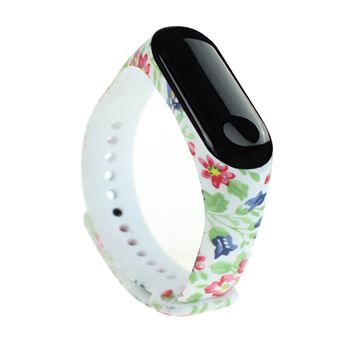 Pulsera de TPU para Xiaomi Mi Band 3 /4, Blanco & Flor