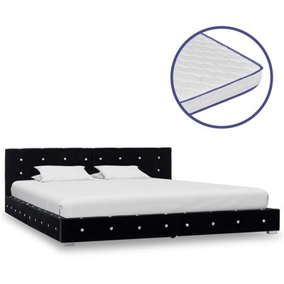 Cama con colchón viscoelástico vidaXL terciopelo negro 160x200 cm