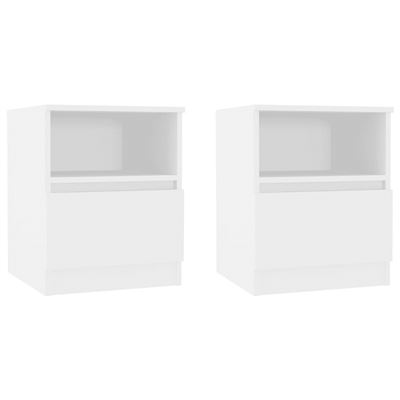 Vidaxl Blanco Mesitas De Noche 2 Uds Aglomerado 40X40x50cm