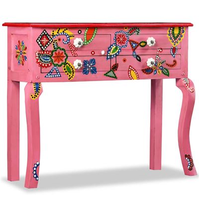Vidaxl Rosa Mesa Consola Madera De Mango