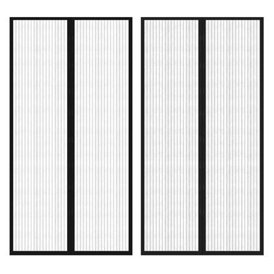 Cortina Puerta Contra Insectos 210x100 Cm 2 Uds Magnética Negro Vidaxl