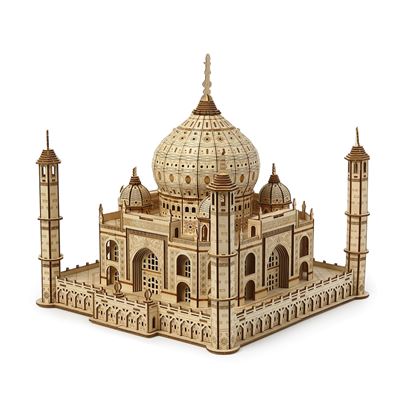 Maqueta Dam De Madera 3d, Diseño Taj Mahal. 383 Piezas. Color: Madera