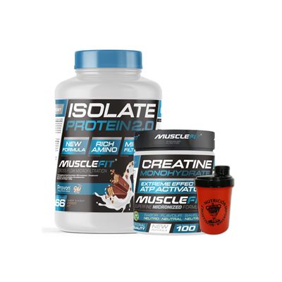 Pack Proteina Iso 2000g Chocokit + Creatina 300g + Shaker (regalo) - Musclefit Musclecult Aumento Muscular