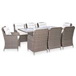 Conjunto de comedor de jardín 9 piezas vidaXL ratán sintético marrón